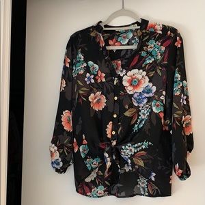 Flowered sheer blouse